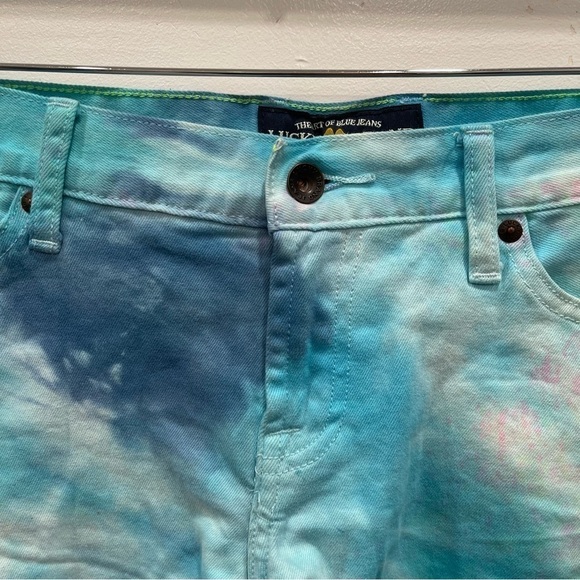Lucky Brand Tie-Dye Riley Shorts Denim Festival Size 14 / 32 - Picture 4 of 10